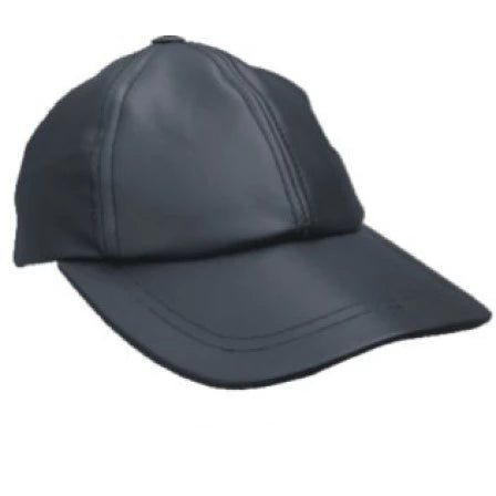 Black Leather One Size Baseball Cap