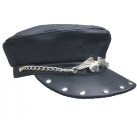 Black Chain and Studs Flying Eagle Bikers Cap