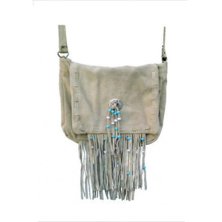 Ladies Light Brown Suede Leather Fringe Western Style Handbag