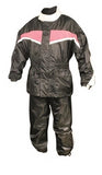 Ladies Black and Pink Motorcycle Riding Rain Suit