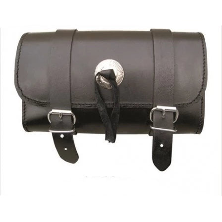 Black Leather Silver Conchos Medium Plain Tool Bag