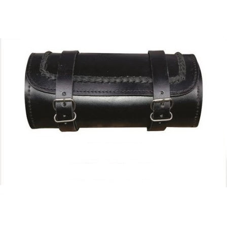 Black Leather Braided Roung Tool Bag
