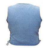 Ladies Blue Denim Side Lace Biker Style Motorcycle Vest