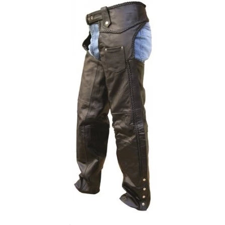 Silver Hardware Braid Lined Motorcycle Chaps