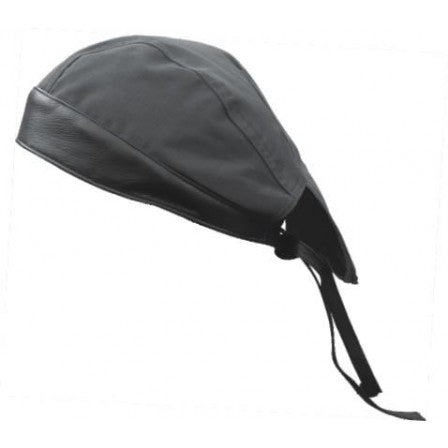 Black Cotton with Leather Skull Cap