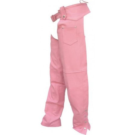 Ladies Pink Leather Lined Hip Hugger Motorcycle Chaps
