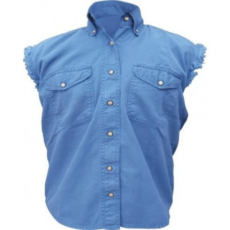 Ladies Dark Blue Cotton Sleeveless Shirt