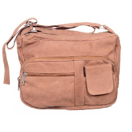 Ladies Brown Analine Leather Gun Pocket with Holster Shoulder Bag