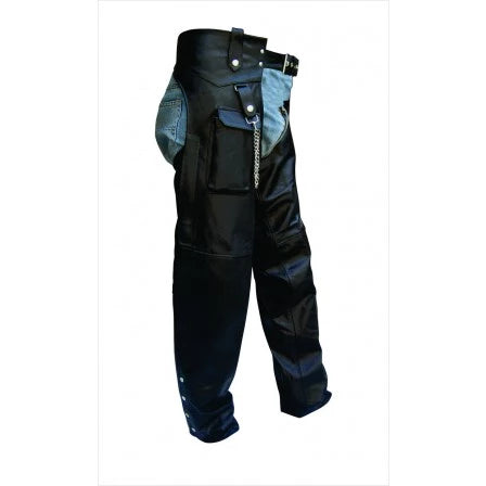 Split Leather Cargo Pocket Plain Motorcycle Chaps