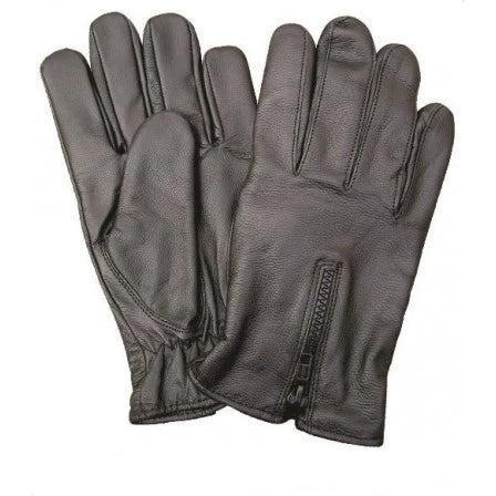 Unlined Leather Zippered Back Motorcycle Full Finger Gloves