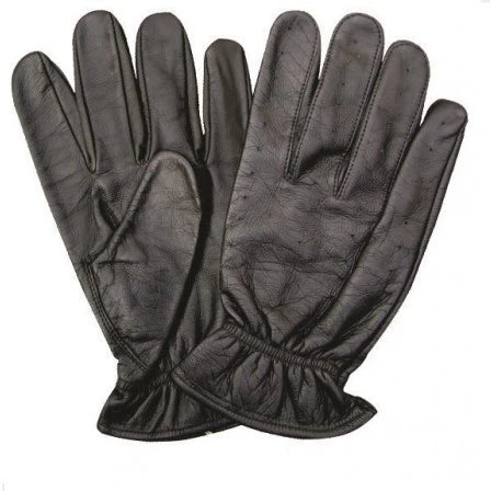 Unlined Leather Elastic Wrist Motorcycle Full Finger Gloves