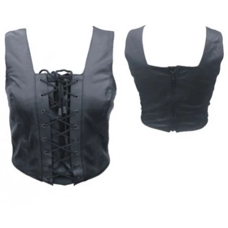 Ladies Leather Front Laced Top