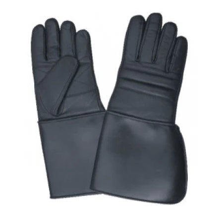 Black Padded Leather PVC Cuff Motorcycle Full Finger Gloves