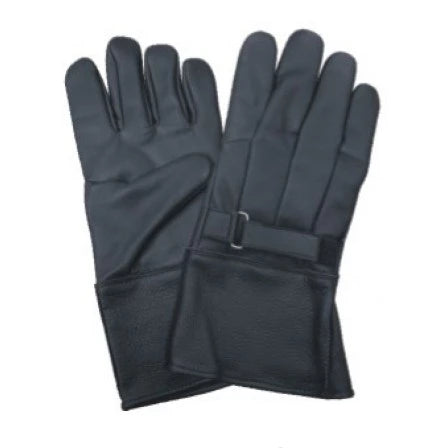 Black Premium Lined Soft Leather Motorcycle Gauntlet Gloves