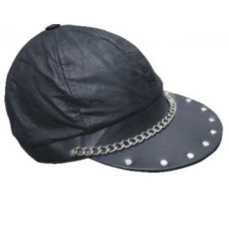 Black Chain and Studded Bikers Cap