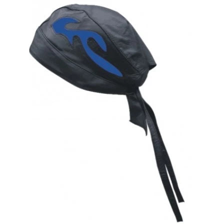 Black Skull Cap with Blue Flame Design