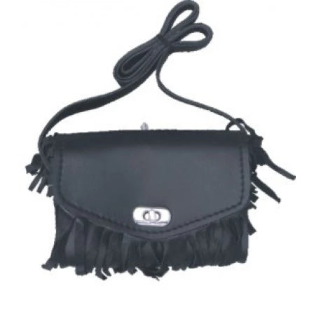 Ladies Black PVC Fringe Shoulder Bag