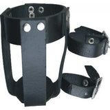 Black Leather Two Buckles Adjustment Can Holder