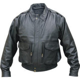 Mens Black Leather Bomber Jacket with Neck Warmer