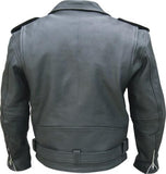 Mens Black Leather Silver Hardware Motorcycle Jacket