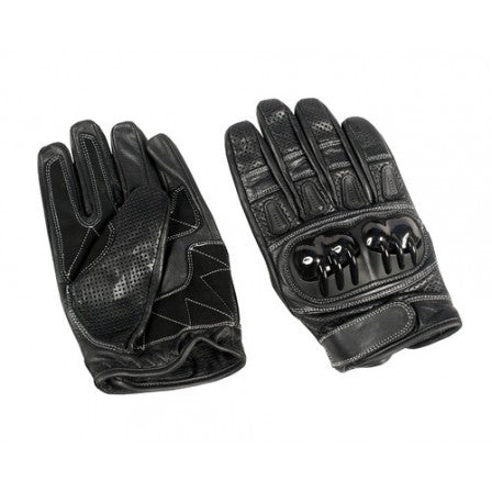 Mens Black Leather Sport Bike Motorcycle Full Finger Gloves