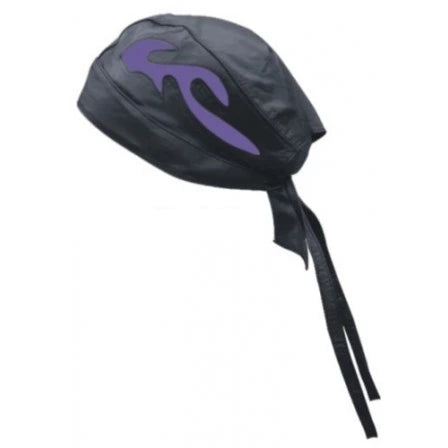 Black Skull Cap with Purple Flame Design