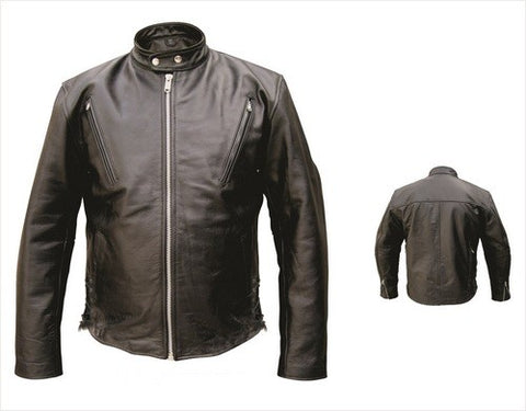 Mens Vented Leather Scooter Motorcycle Jacket