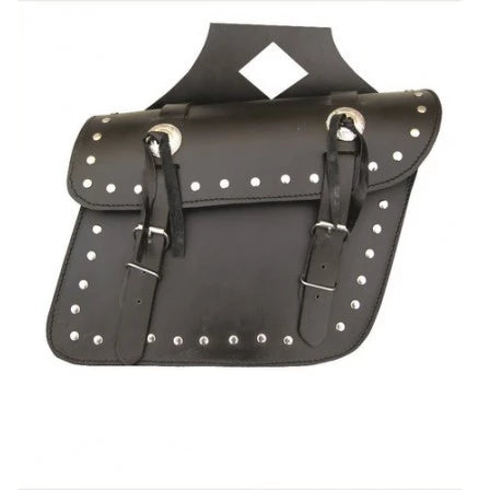 Medium Leather Studded with Conchos in Leather Saddle Bag