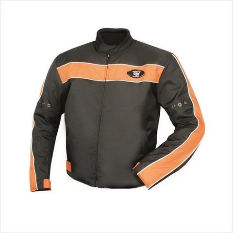 Mens Cordura Orange Stripe with Reflective Piping Motorcycle Jacket