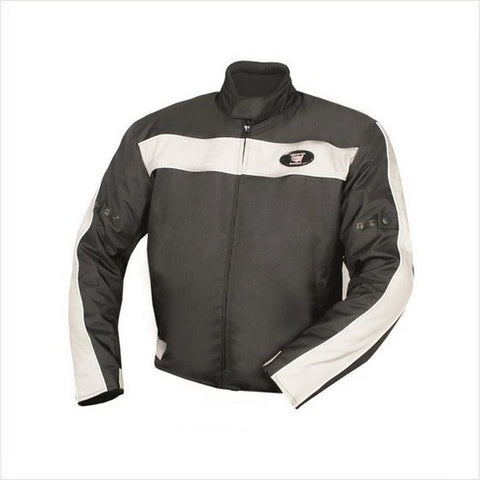 Mens Cordura White Stripe with Reflecting Piping Motorcycle Jacket