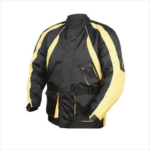 Mens Two Tone Black and Yellow Reflective Motorcycle Jacket