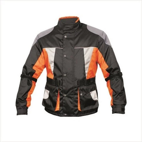Mens Orange Black and Grey Reflective Motorcycle Jacket