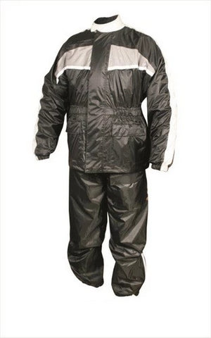 Mens Gray and Black Reflective Motorcycle Rain Suit