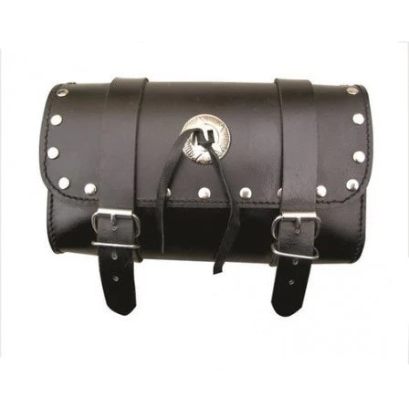 Black Leather Silver Conchos Studded Small Tool Bag