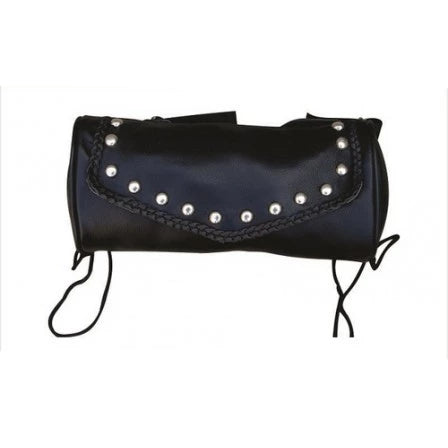 Black Soft Leather Studded and Braid Tool Bag