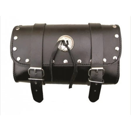 Black Leather Silver Conchos Studded Medium Tool Bag