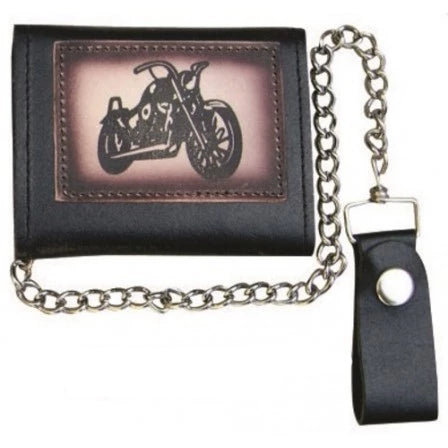 Motorcycle Logo Tri-Fold Chain Wallet