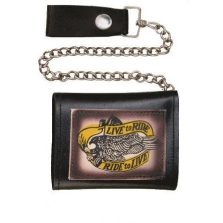 Live to Ride Ride to Live Tri-Fold Chain Wallet