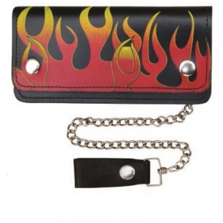 Red and Yellow Flames Biker Chain Wallet