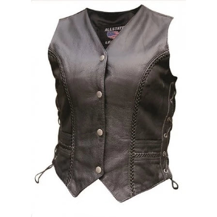 Ladies Braided  Leather Side Laced Motorcycle Vest