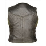 Ladies Black Leather Braided Motorcycle Vest
