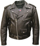 Mens Basic Black Leather Motorcycle Jacket