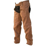 Brown Leather Braided Lined Motorcycle Chaps