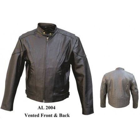 Mens Black Leather Vented Motorcycle Jacket