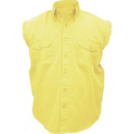 Mens Yellow Cotton Sleeveless Shirt