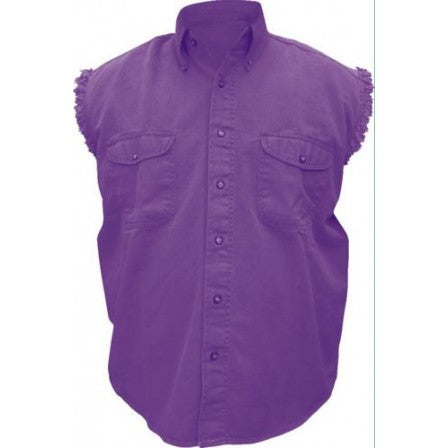 Mens Purple Cotton Sleeveless Shirt
