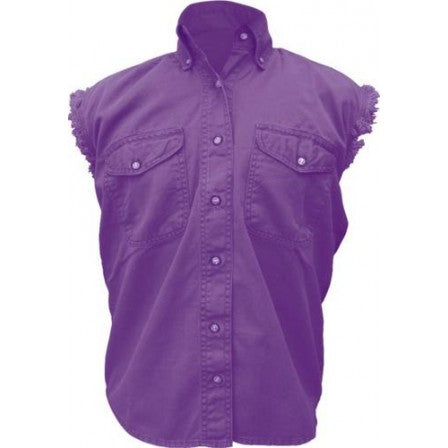 Ladies Purple Cotton Sleeveless Shirt