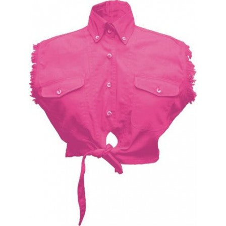Ladies Pink Cotton Sleeveless Tie-Up Shirt