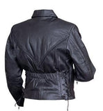 Ladies Black Leather Braided Motorcycle Jacket
