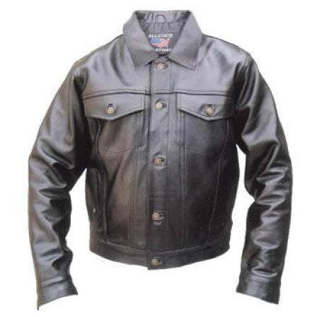 Mens Classy Black Premium Leather Denim Style Motorcycle Jacket